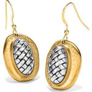Brighton JA6912 Ferrara Artisan Two Tone French Wire Earrings Silver & Gold NWT